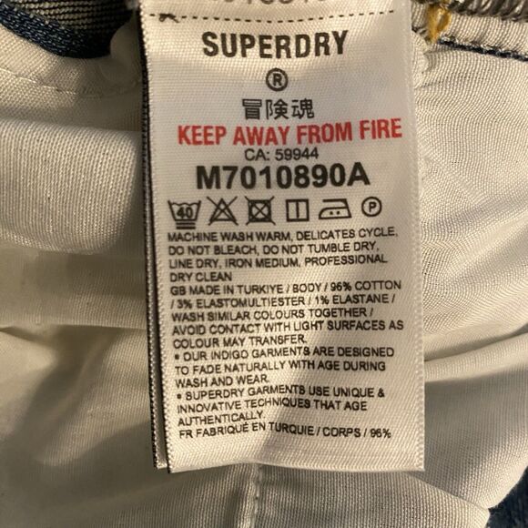 Superdry Mens Jeans 30x32 (fit31)Blue Skinny Denim Medium Wash Thrashed - Picture 12 of 16